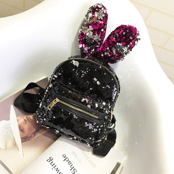 Női hátizsák flitterekkel és fülekkel, különböző színekben