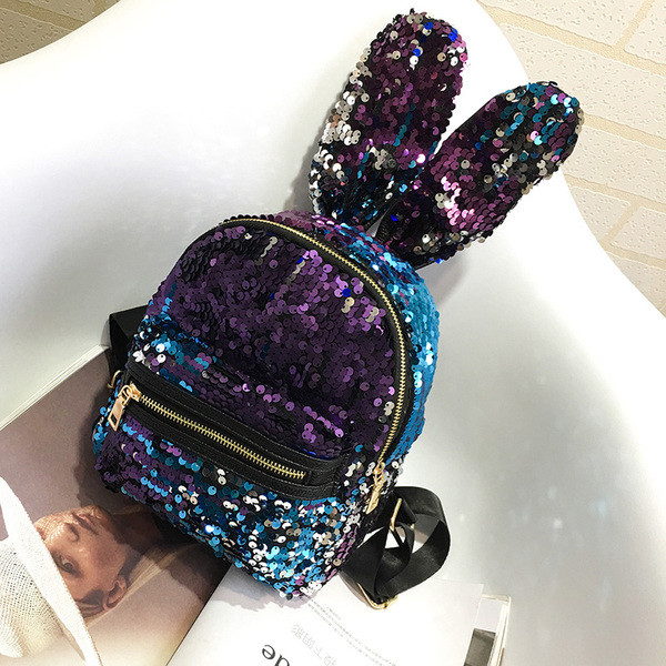 Női hátizsák flitterekkel és fülekkel, különböző színekben