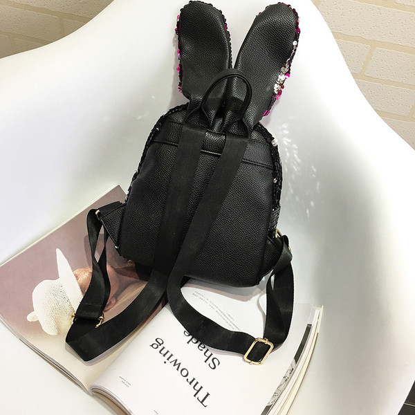 Női hátizsák flitterekkel és fülekkel, különböző színekben