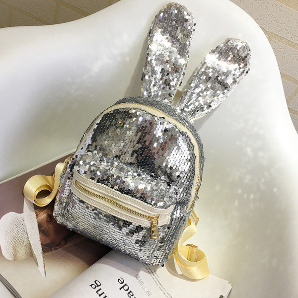 Női hátizsák flitterekkel és fülekkel, különböző színekben