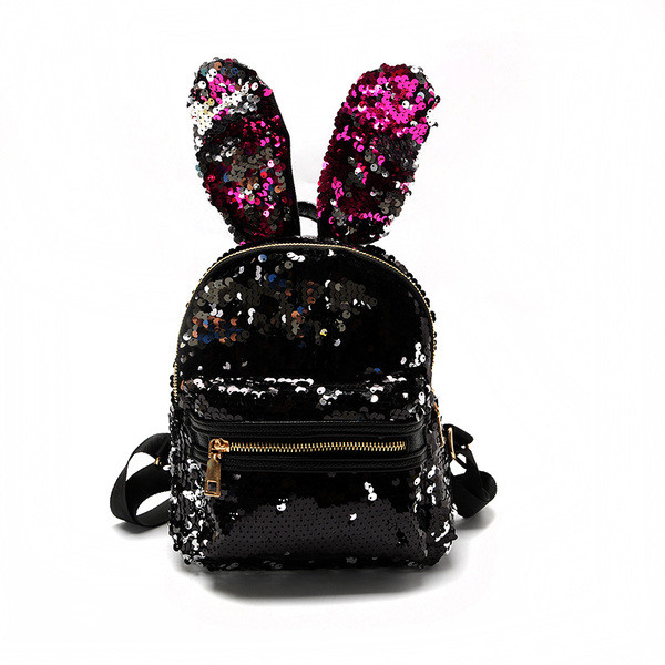 Női hátizsák flitterekkel és fülekkel, különböző színekben