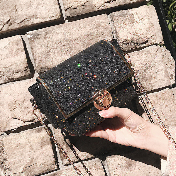 Modern mini kézitáska fényes részecskékkel több színben