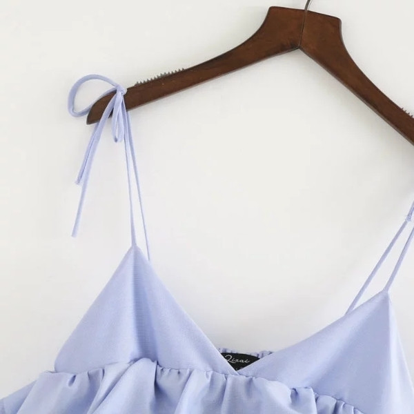 Női lezser felső vékony kék megkötővel