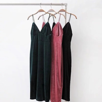 Σύγχρονο βελούδινο γυναικείο φόρεμα  σε τρία χρώματα