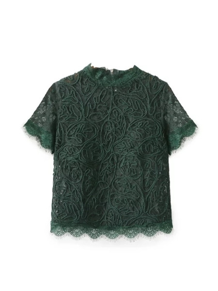 Stílusos csipke rövid női póló különböző színekben