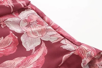 Σύντομό γυναικείο πουκάμισο με φαρδιά μανίκια σε floral print