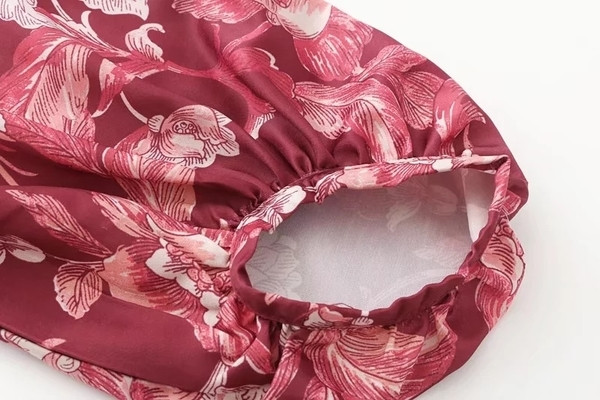 Rövid női ing, széles ujjú virágmintás