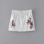 Γυναικεία φούστα denim με floral σχέδια σε δύο χρώματα
