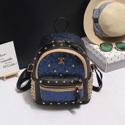 Mini rucsac de dama stralucitor cu nituri decorative, potrivit pentru utilizarea de zi cu zi in trei culori
