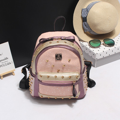 Mini rucsac de dama stralucitor cu nituri decorative, potrivit pentru utilizarea de zi cu zi in trei culori