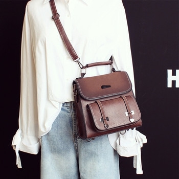 Семпла ежедневна дамска чанта с къса и дълга дръжка в различни цветове