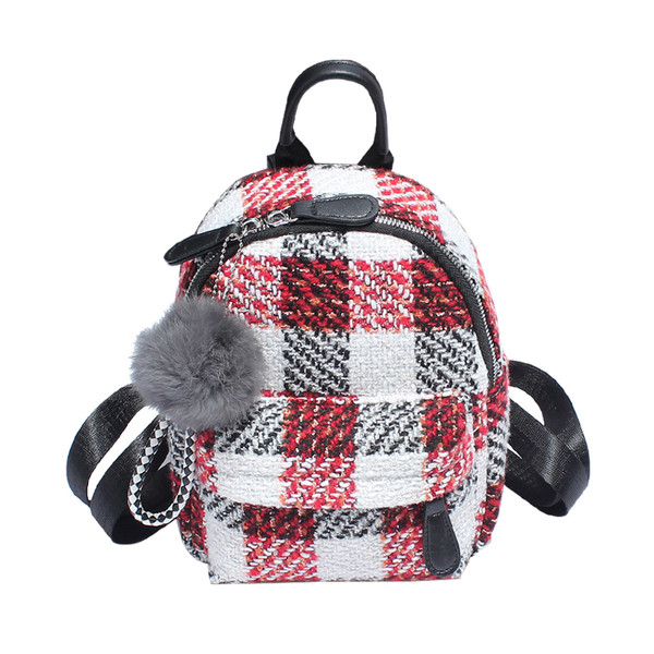 Kockás női mini hátizsák pehely kiegészítővel, két színben