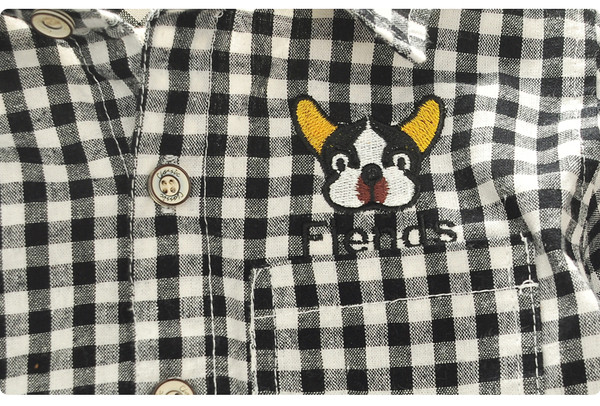 Kockás gyerek ing fiúknak mini applikációkkal két színben