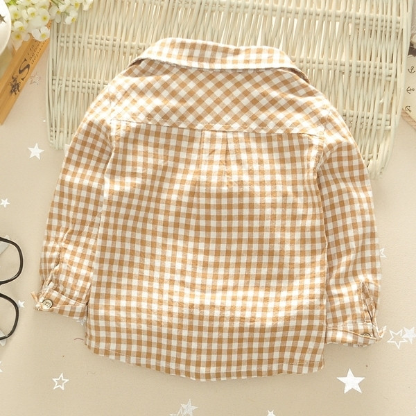 Kockás gyerek ing fiúknak mini applikációkkal két színben