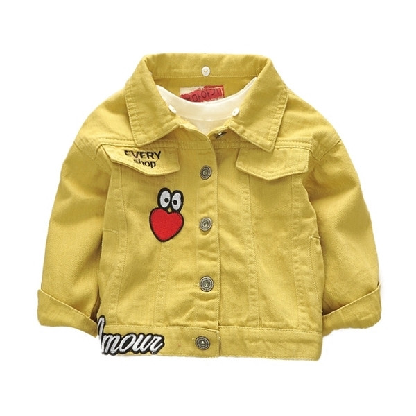 Gyermek unisex farmerdzseki felirattal és mini rátéttel három színben, mindennapi használatra