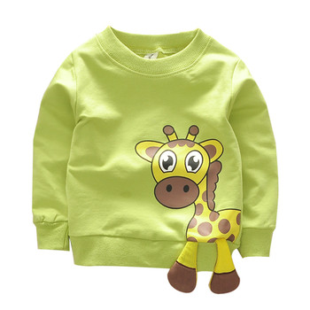 Ежедневна детска унисекс блуза с О-образна яка и забавна апликация в три цвята
