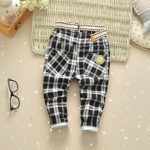 Pantaloni in carouri pentru copii sport-eleganti pentru baieti in doua culori