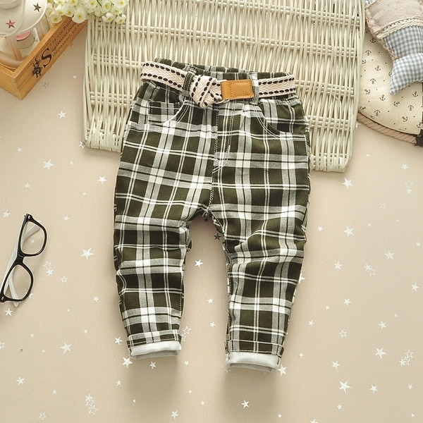 Pantaloni in carouri pentru copii sport-eleganti pentru baieti in doua culori