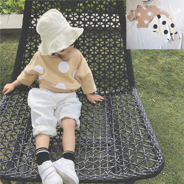 Bluza de copii delicata pentru fete cu buline in stil liber in doua culori