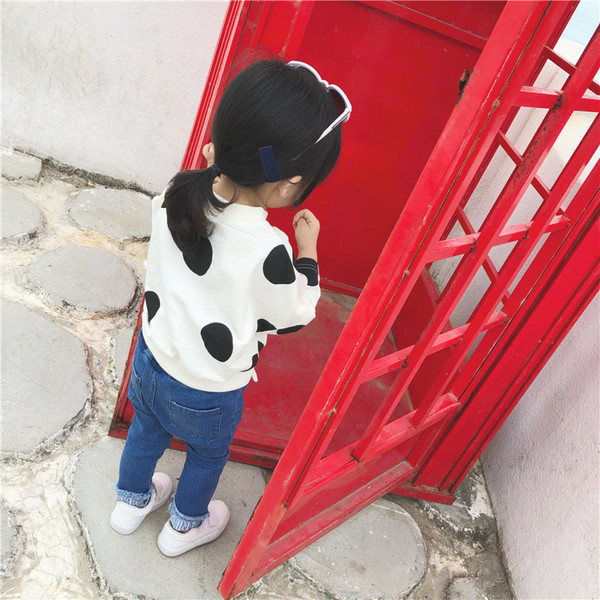 Bluza de copii delicata pentru fete cu buline in stil liber in doua culori