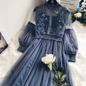 Rochie din dantela cu maneci largi cinci culori