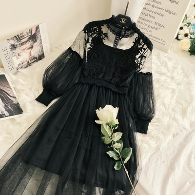 Rochie din dantela cu maneci largi cinci culori
