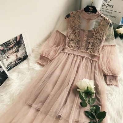 Rochie din dantela cu maneci largi cinci culori