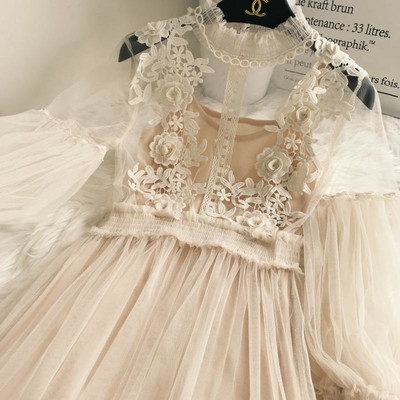 Rochie din dantela cu maneci largi cinci culori