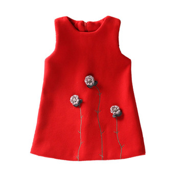 Απαλό παιδικό φόρεμα για κορίτσια με 3D κεντήματα σε διάφορα χρώματα