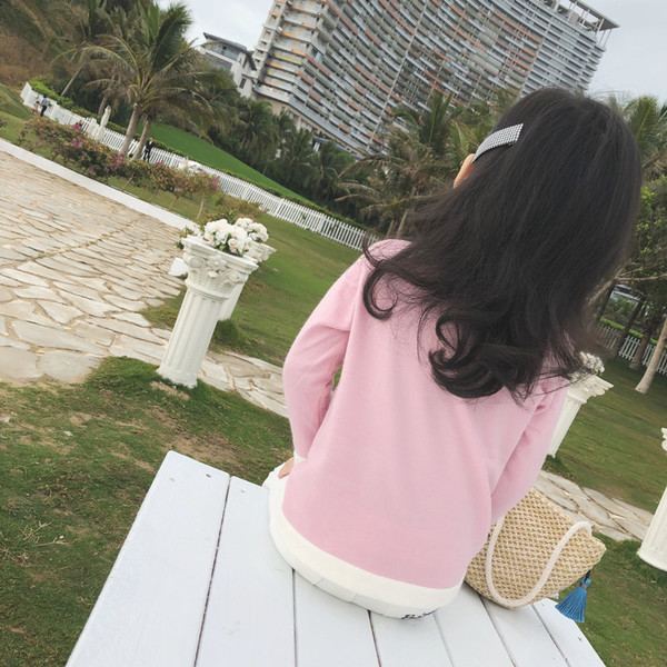 Pulover casual copii pentru fete cu mini aplicatie in mai multe culori