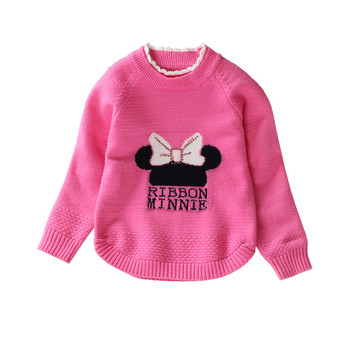 Детски ежедневен пуловер с О-образна яка с надпис и бродерия в различни цветове