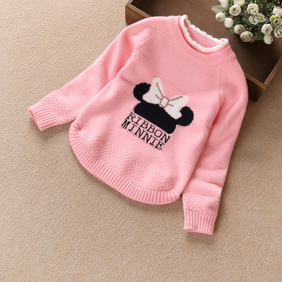 Children`s casual sweater with O-shaped collar with inscription and embroidery in different colors