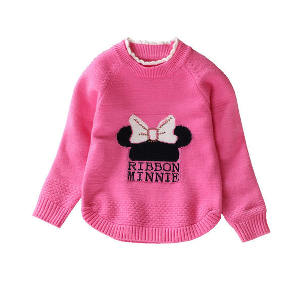 Παιδικό καθημερινό πουλόβερ με κολάρο σε σχήμα O με επιγραφή και κεντήματα σε διάφορα χρώματα