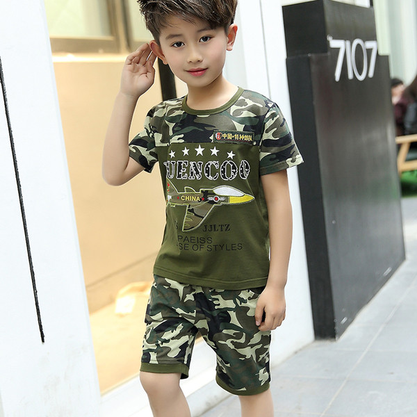 Set de camuflaj sport pentru baieti in doua parti-bluza + pantaloni