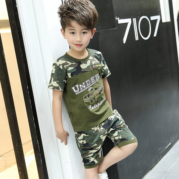 Set de camuflaj sport pentru baieti in doua parti-bluza + pantaloni