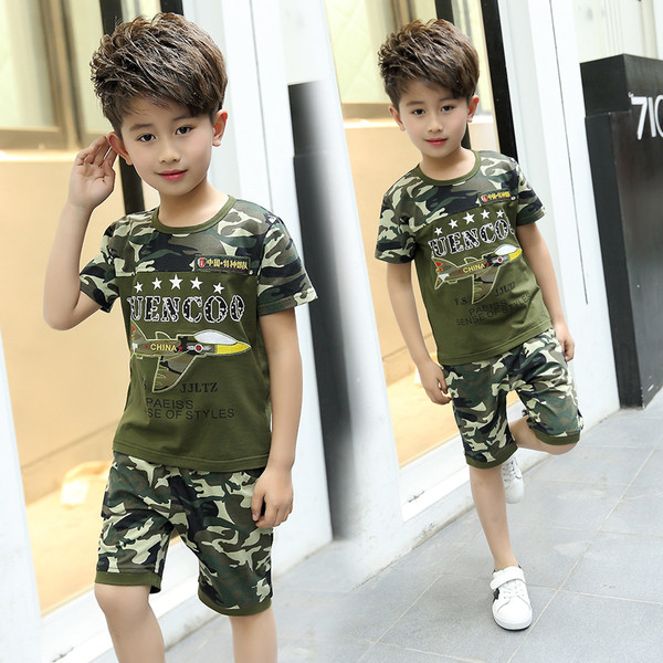 Set de camuflaj sport pentru baieti in doua parti-bluza + pantaloni