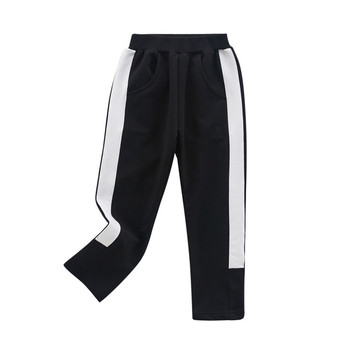 Спортен детски панталон за момичета,подходящ за ежедневие в черен цвят с бял кант