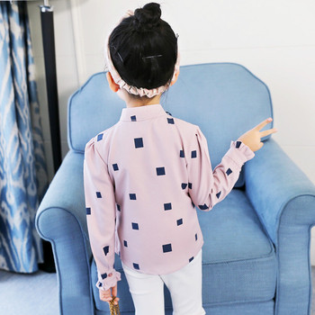 Κομψό παιδικό πουκάμισο για κορίτσια με V-κολάρο σε δύο χρώματα