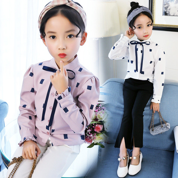 Stílusos gyereking lányoknak V-alakú gallérral, két színben