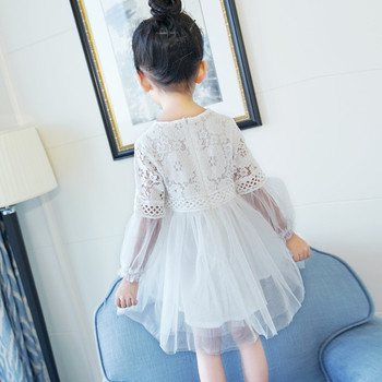 Красива детска рокля с дантела и тюл в два цвята