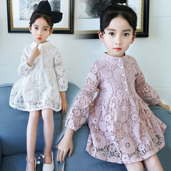 Нежна детска дантелена рокля за момичета в два цвята