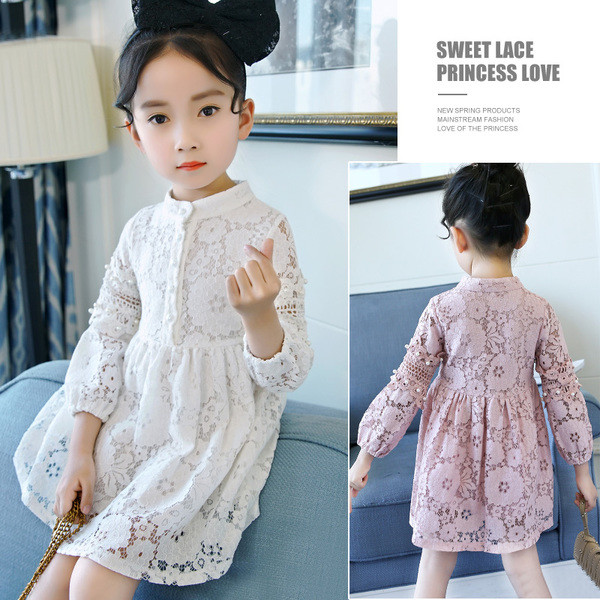 Απαλό παιδικό φόρεμα από δαντέλα για  κορίτσια σε δύο χρώματα