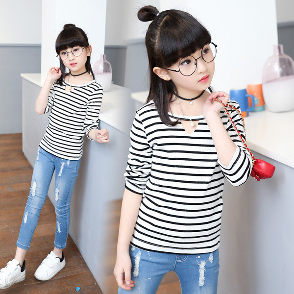 Bluză casual pentru copii pentru fete cu guler O-blană