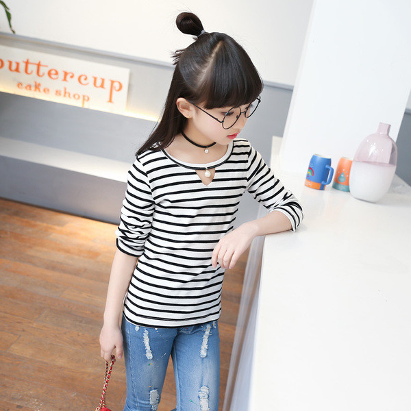 Bluză casual pentru copii pentru fete cu guler O-blană