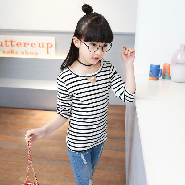 Bluză casual pentru copii pentru fete cu guler O-blană