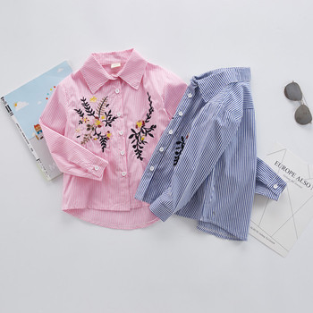 Κομψό παιδικό πουκάμισο για κορίτσια με λουλούδια σε δύο χρώματα