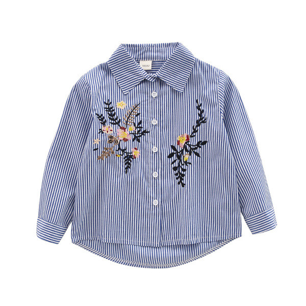 Κομψό παιδικό πουκάμισο για κορίτσια με λουλούδια σε δύο χρώματα