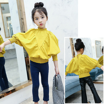 Μοντέρνα παιδική μπλούζα για κορίτσια ελεύθερου στιλ σε τρία χρώματα