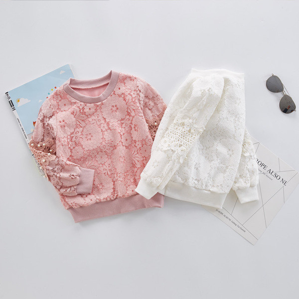 Απαλή παιδική μπλούζα για κορίτσια με διακοσμητικά μαργαριτάρια σε δύο χρώματα