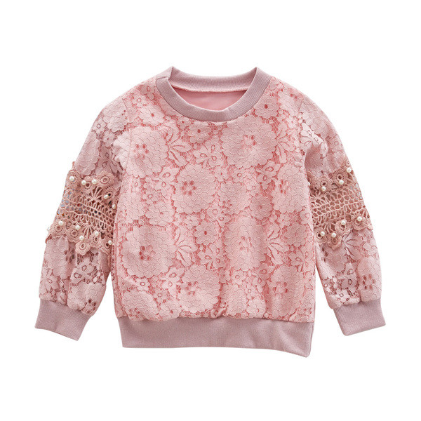 Απαλή παιδική μπλούζα για κορίτσια με διακοσμητικά μαργαριτάρια σε δύο χρώματα